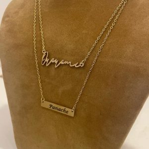 Name and Bar Layered Necklace