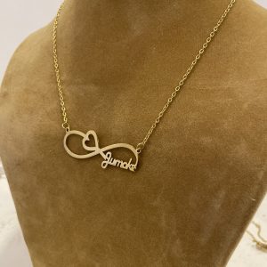 Infinity Name Necklace with Open Heart