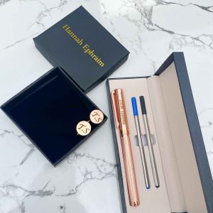 Mesh Pen and Round Cufflinks