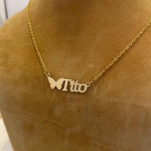 Name Necklace with Butterfly Shape