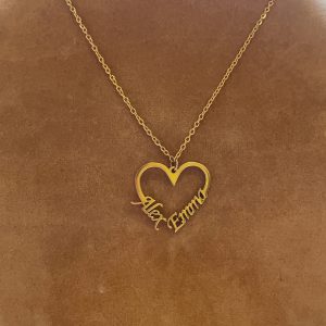 Open Heart Double Name Necklace