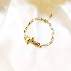 Name Bracelet with Paper Clip Chain