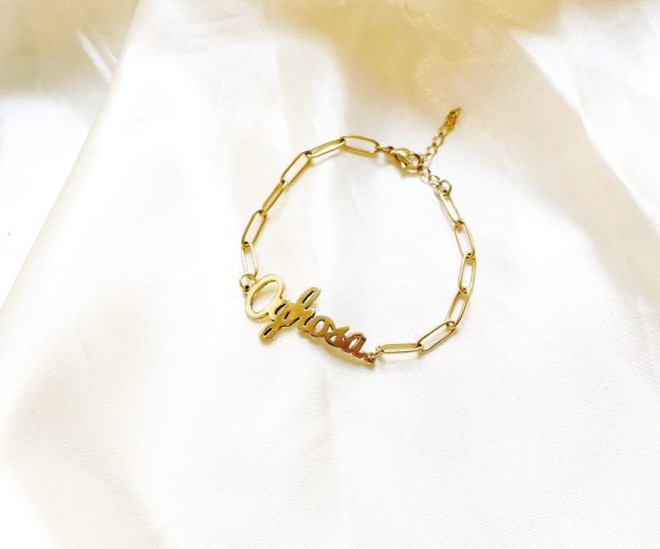 Name Bracelet with Paper Clip Chain