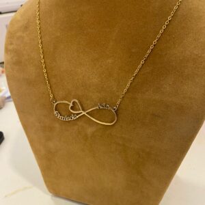 Infinity Double Name Necklace with Open Heart