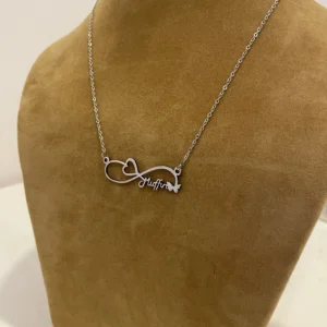 Infinity Name Necklace with Open Heart and Butterfly