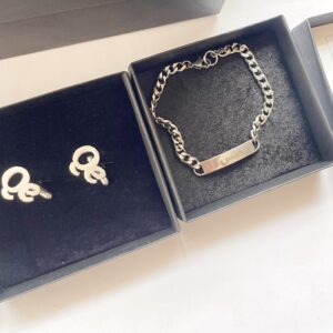Name Initials Cufflinks and Bar Bracelet