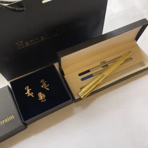 Name Initials Cufflinks and Lapel set with Mesh Pen